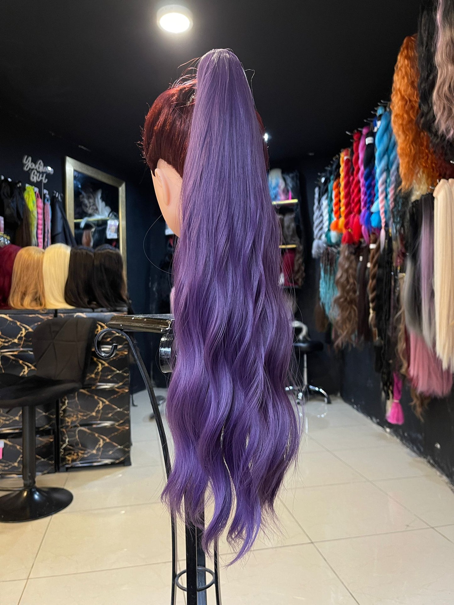 26 Inch Jaw Clip Purple Ponytail
