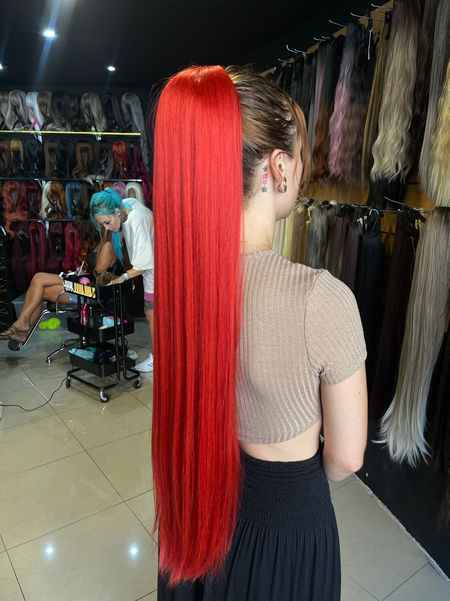 32 Inch Bright Red Ponytail