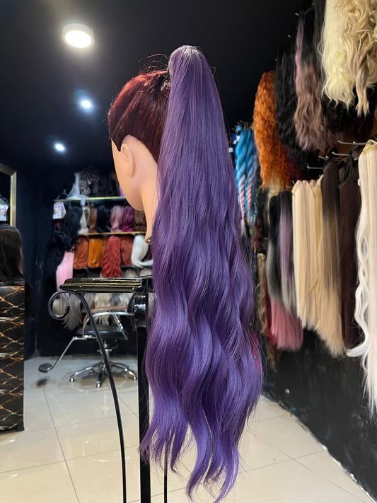 26 Inch Jaw Clip Purple Ponytail