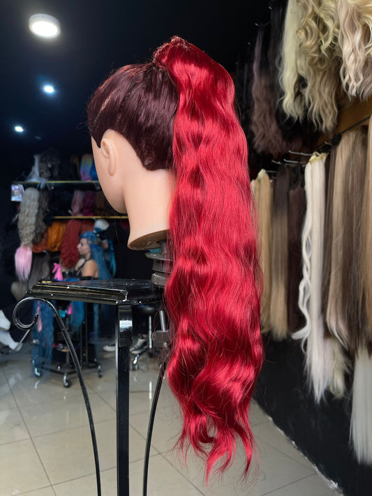 26 Inch Red Wrap Around Ponytail