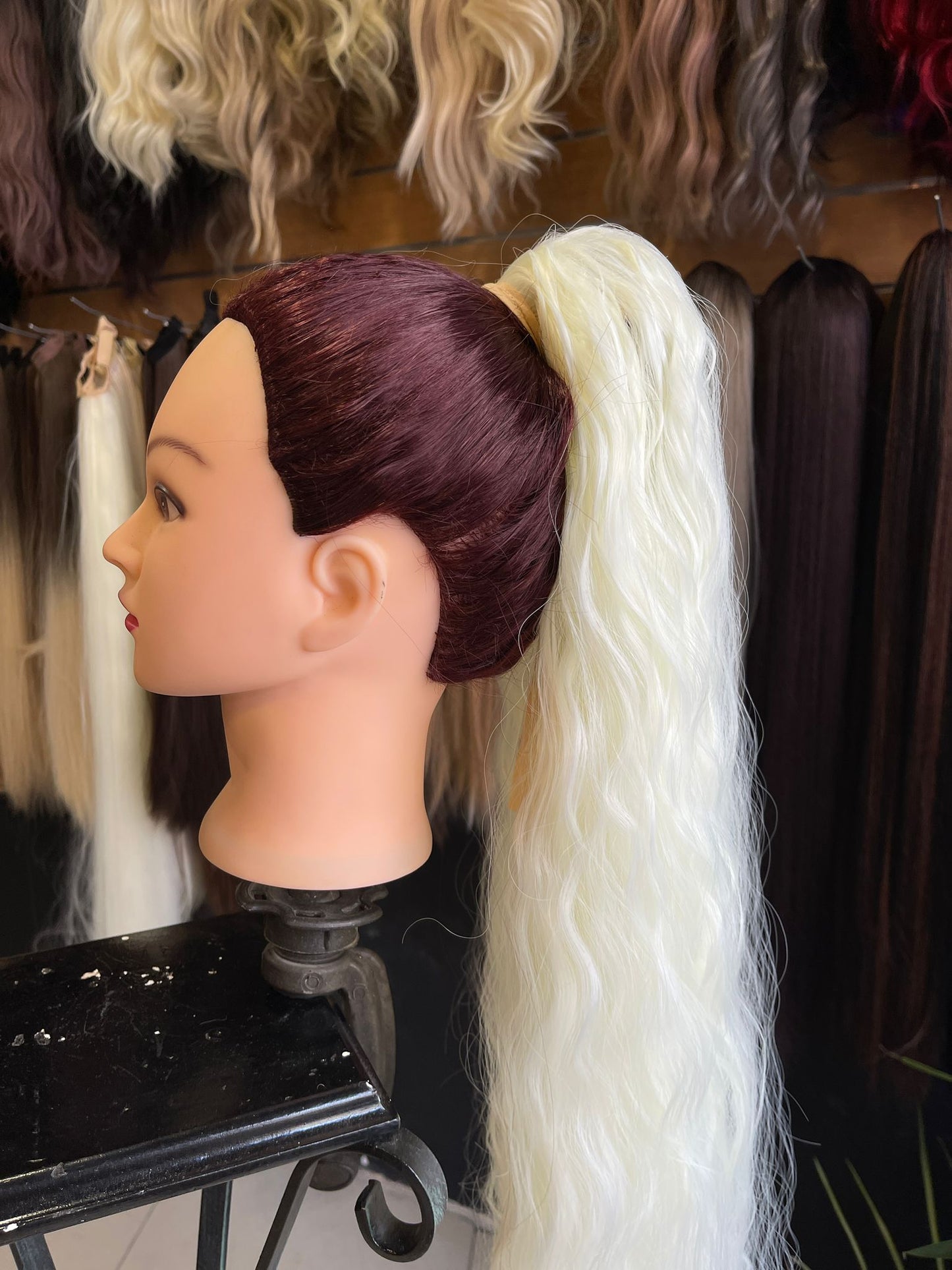 40 Inch Bleach Blonde Curly Ponytail