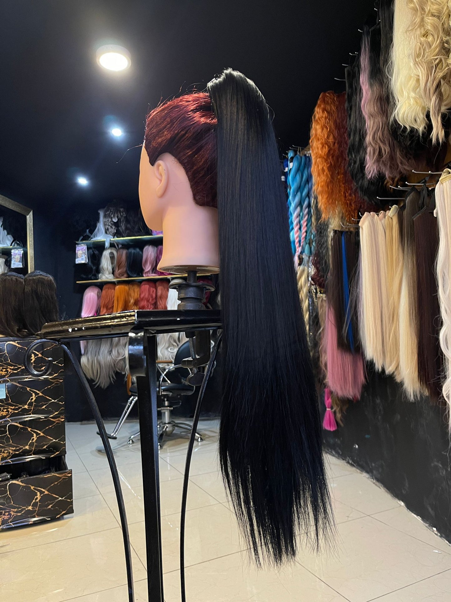 26 Inch Black Jaw Clip Ponytail