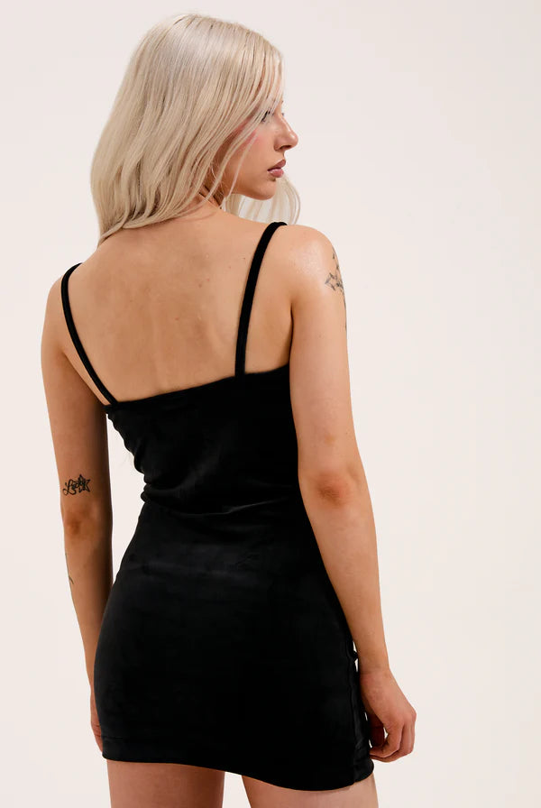 Juicy Couture Black Diamante Velour Strappy Dress