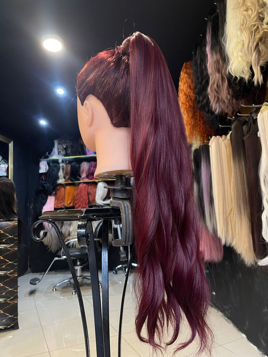 26 Inch Maroon Wrap Around Ponytail
