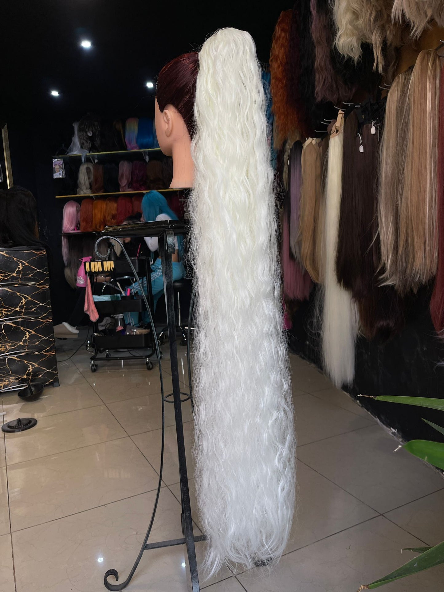 40 Inch Bleach Blonde Curly Ponytail