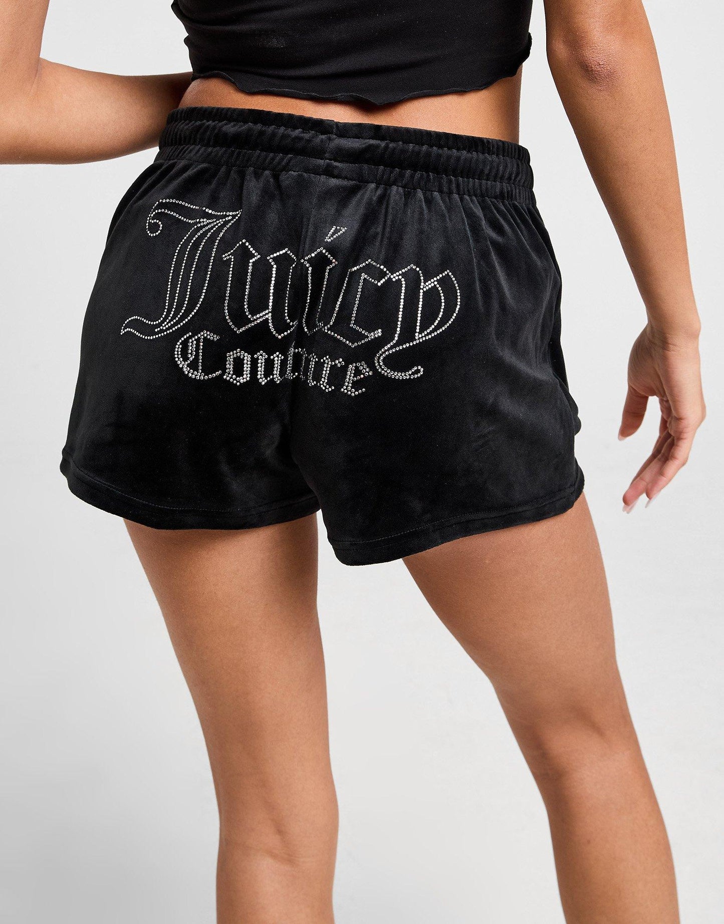 Black Juicy Couture Diamante Logo Shorts
