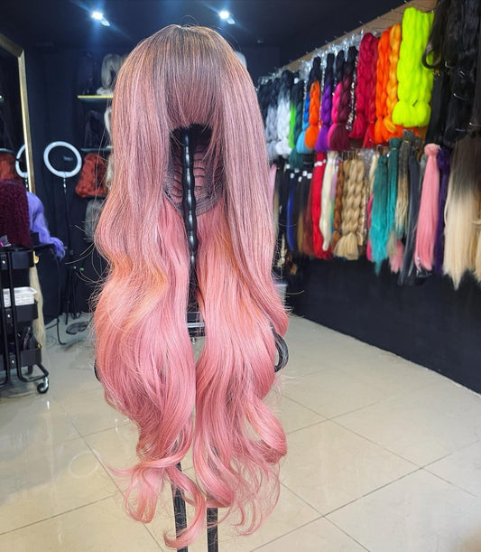 28 Inch Ombre Pink Wig