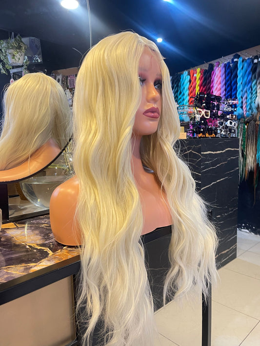 28 Inch Bright Blonde Lace Wig