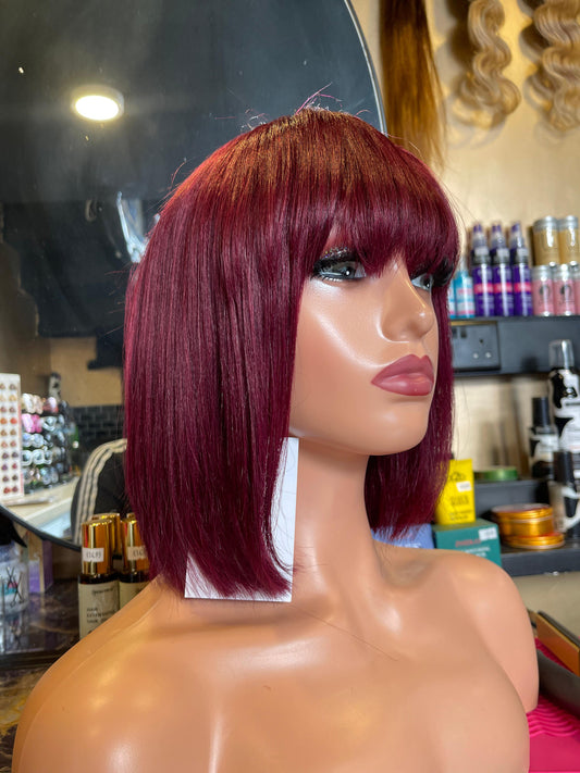 Dark Maroon Human Hair Wig