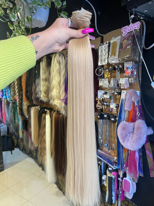 24 Inch Golden Blonde Synthetic Clip Ons