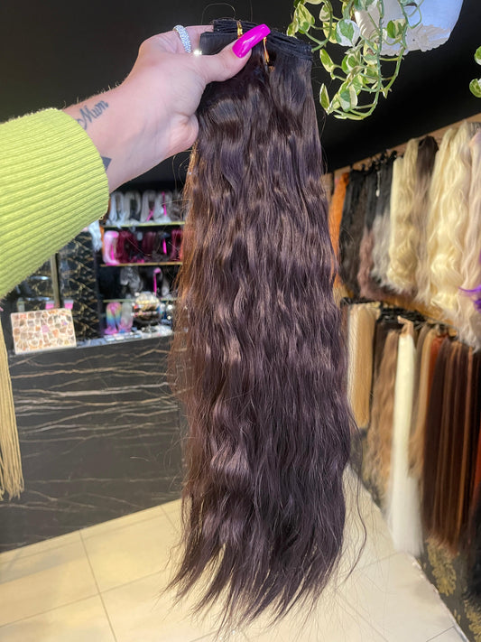 24 Inch Curly Brown Clip Ons