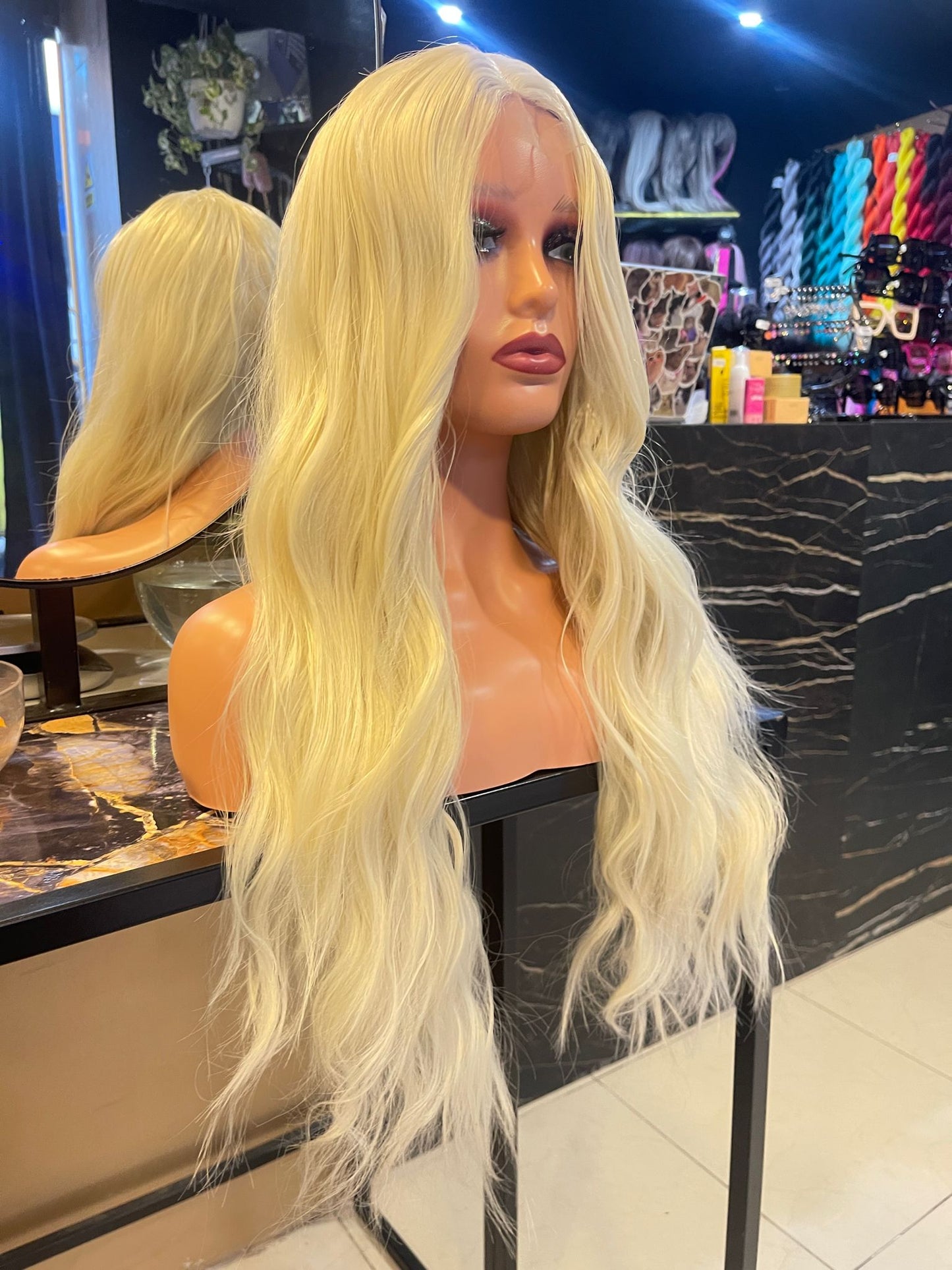 28 Inch Bright Blonde Lace Wig