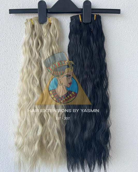 24 Inch Black Curly Clip Ons