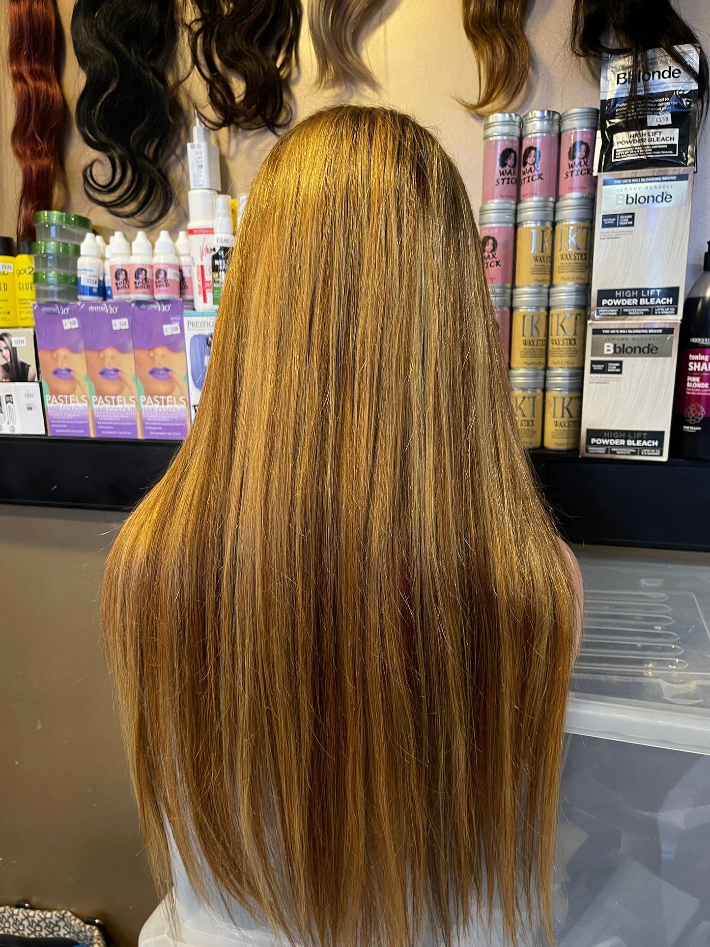 24 Inch Brown Mix With Blonde Real Human Hair Wig