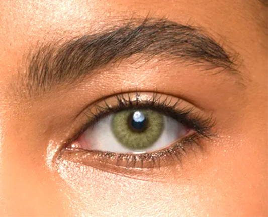Olive green yearly coloured contact lenses by cleo eyes