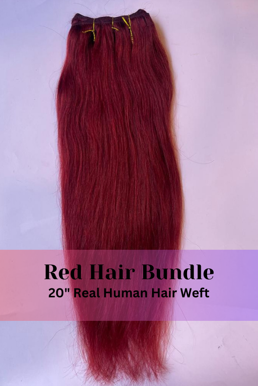 Red Human Hair Weft