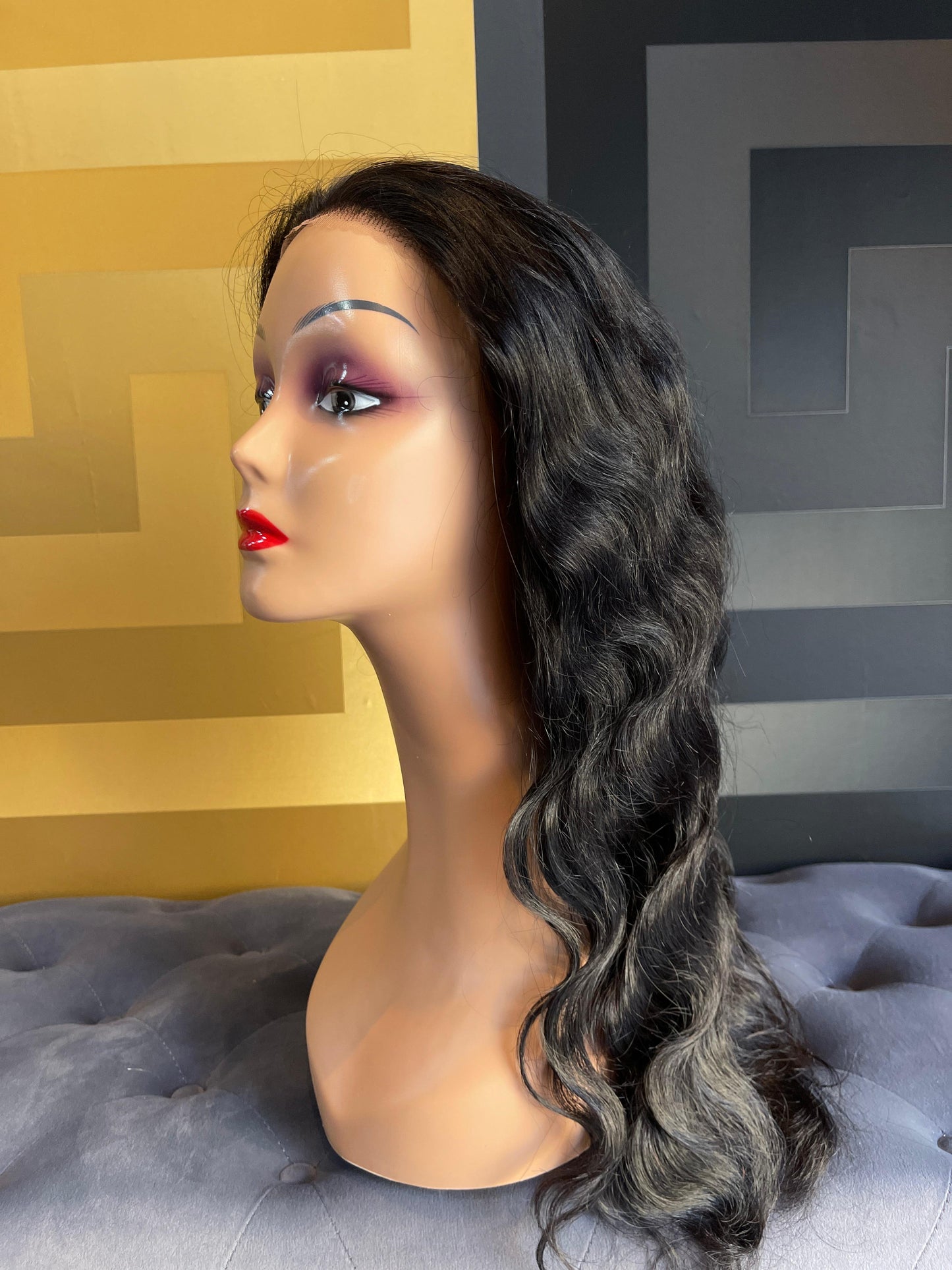 BLACK FRIDAY SALE ! 20 Inch Natural Black Lace Glue-less Human Hair Wig