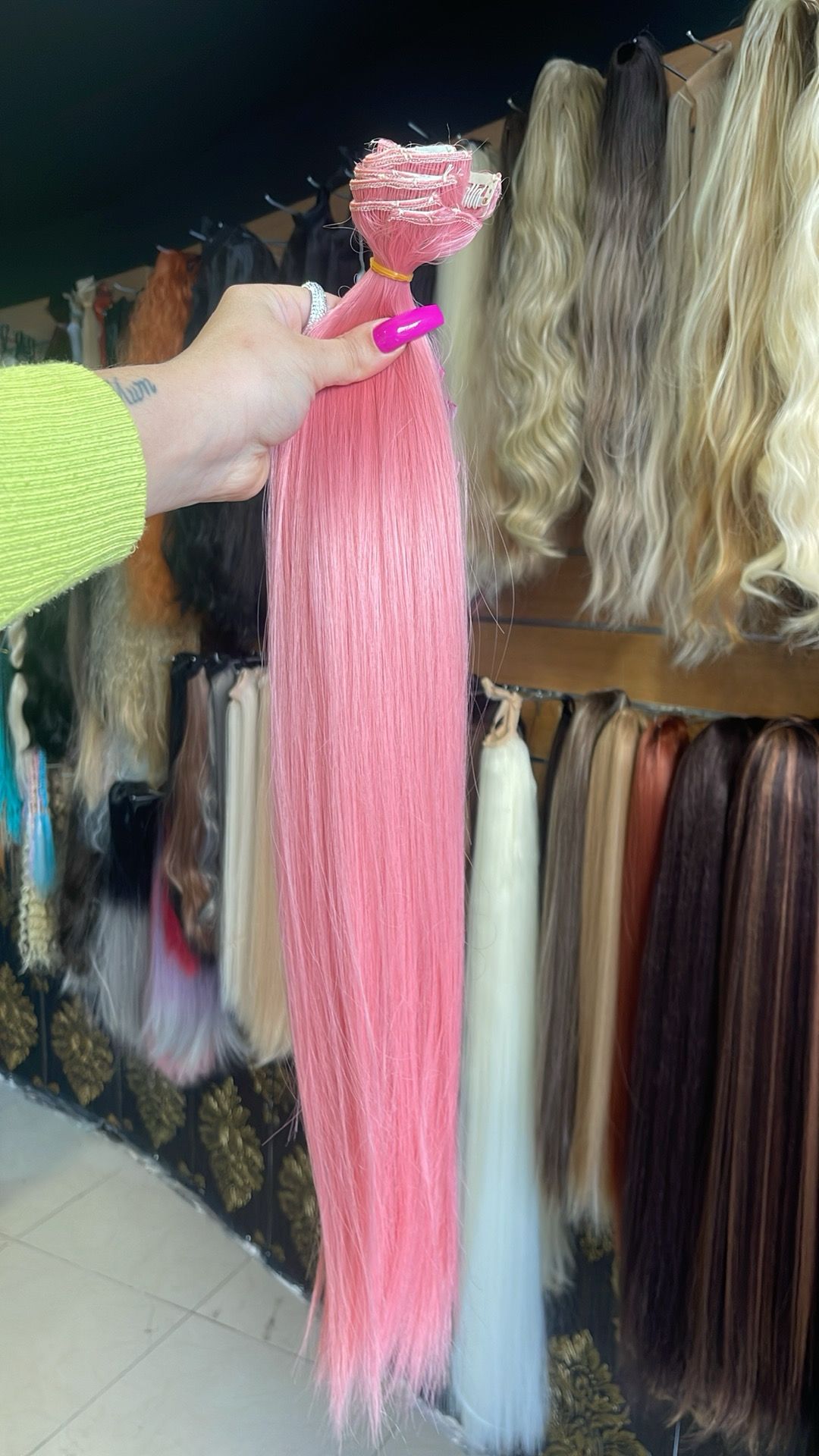 24 Inch Pink Synthetic Clip Ons
