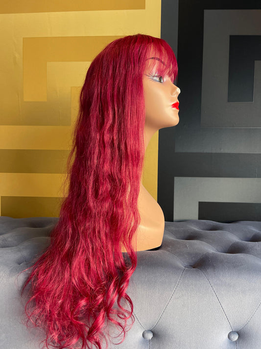 24 Inch Real Human Hair Wig With Bangs