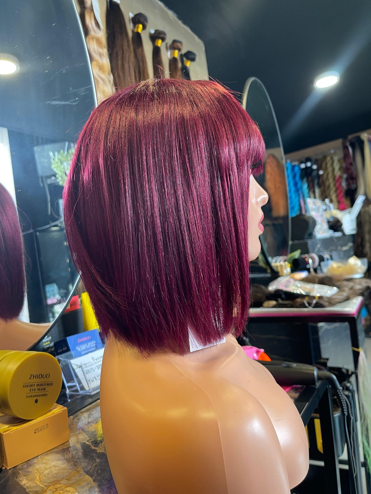 Dark Maroon Human Hair Wig