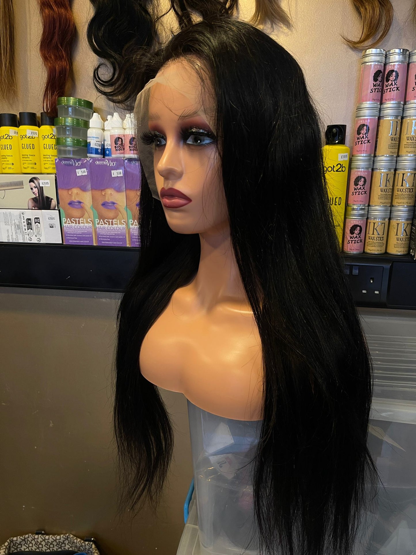 24 Inch Black Real Human Hair Lace Wig