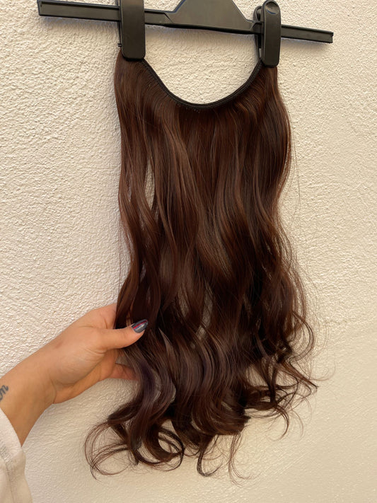 22 Inch One Piece Wavy Chocolate Brown Clip Ons