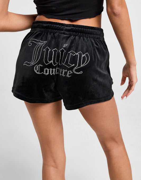 Black Juicy Couture Diamante Logo Shorts