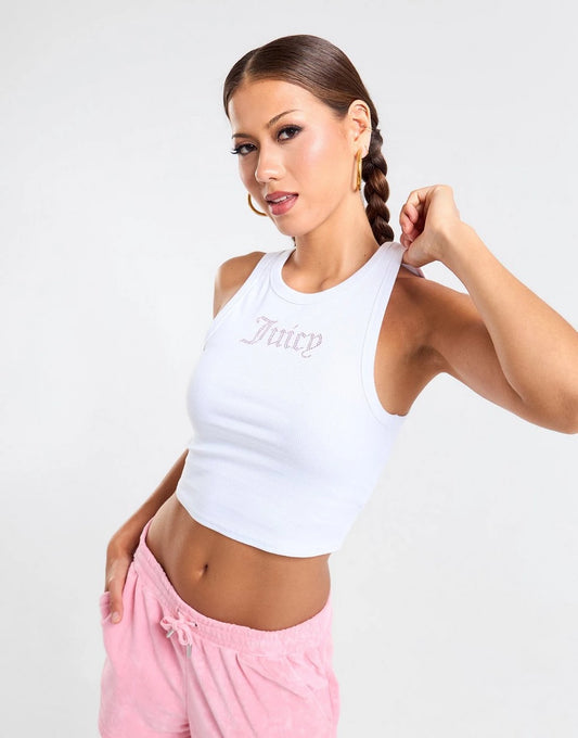 Juicy Couture Diamante Tank Top White